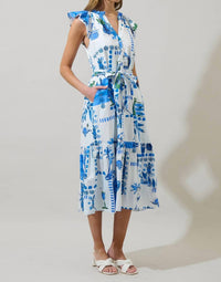Sugarlips - Sosy Postcard Charlotte Button Midi Dress