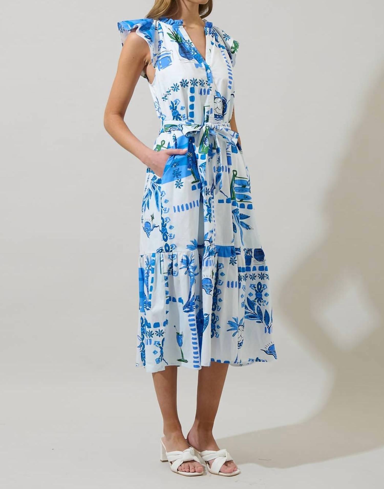 Sugarlips - Sosy Postcard Charlotte Button Midi Dress
