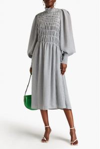 Victoria Beckham - Shirred Gingham Seersucker Midi Dress