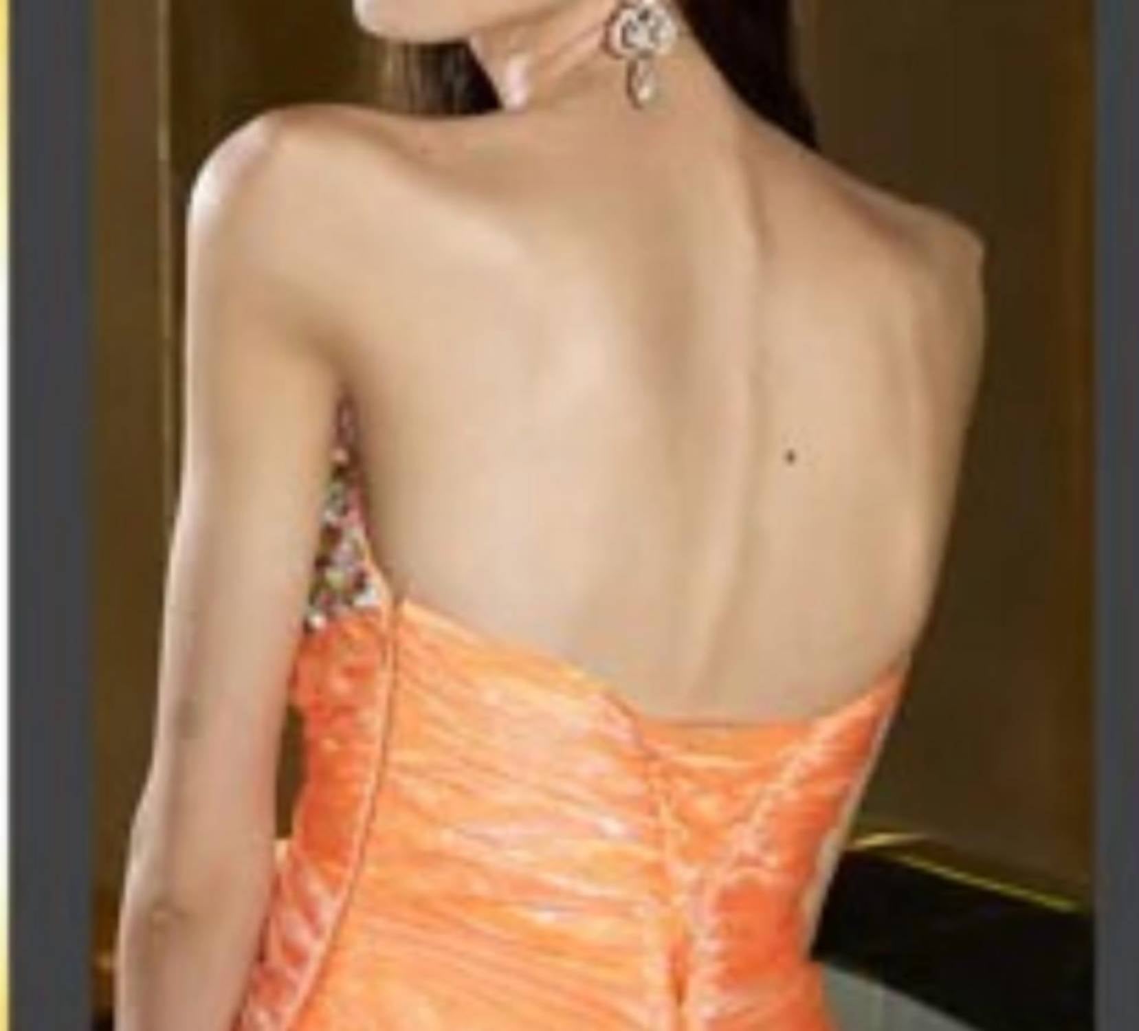 ALYCE PARIS Strapless Beaded Mermaid Gown in orange - women's dress - detail view