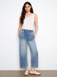 Charlie B - Knit Denim Wide Leg Jogger Pants