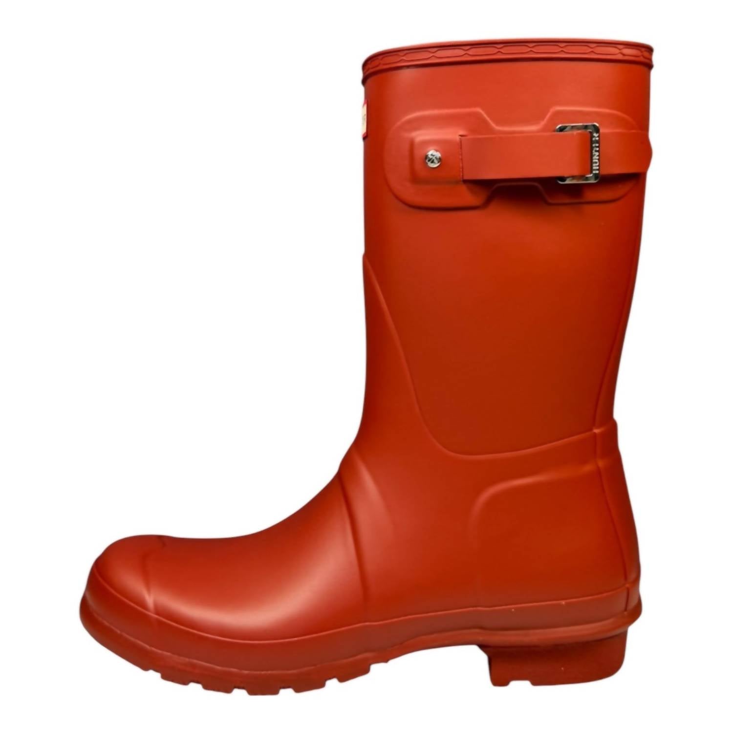 HUNTER Women's Original Short Matte Rain Boots in military red - women's shoe - detail view