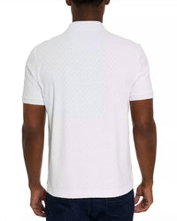 Robert Graham Elias Classic Fit Short Sleeve Polo Shirt in white - men's shirt - detail view