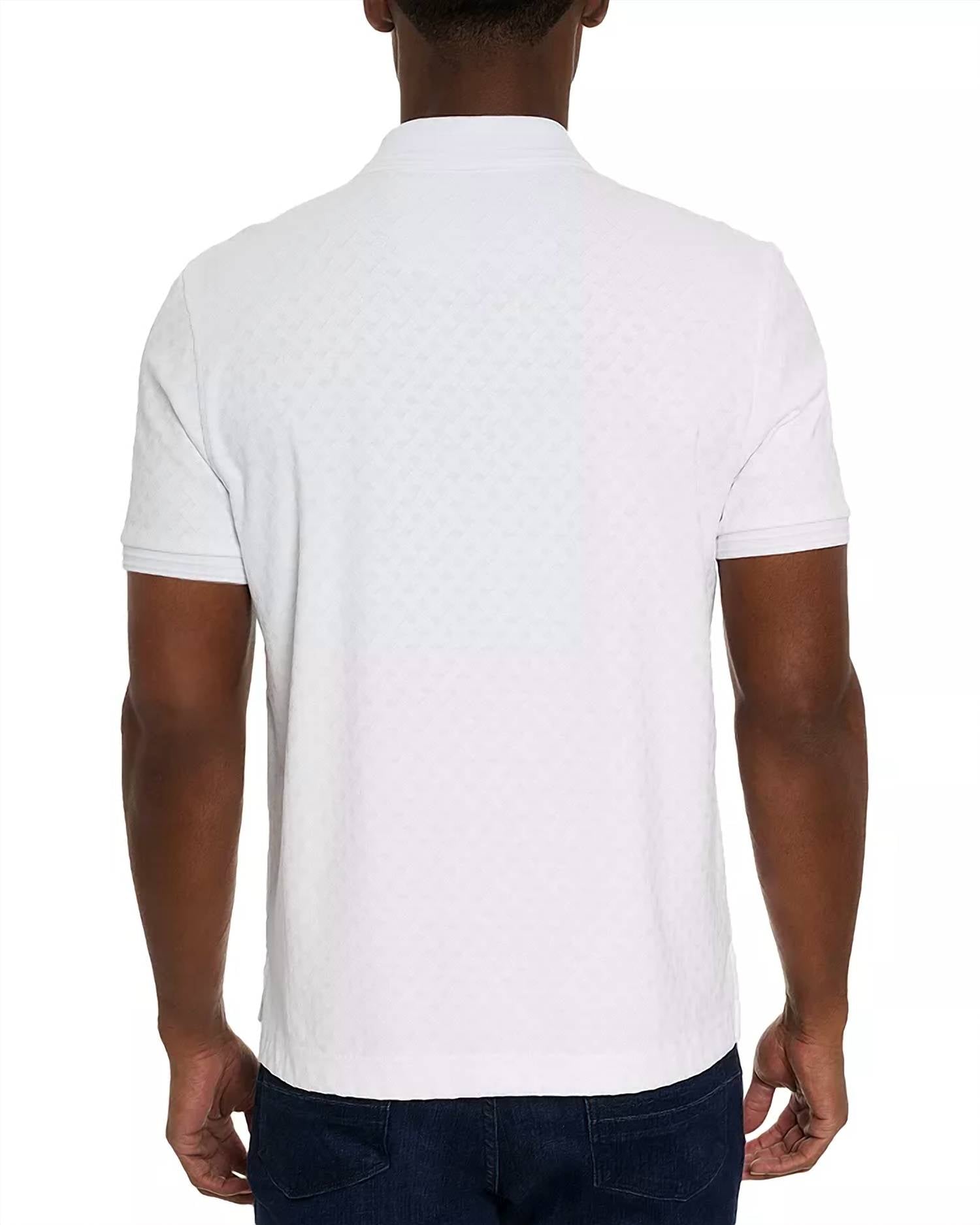 Robert Graham Elias Classic Fit Short Sleeve Polo Shirt in white - men's shirt - detail view
