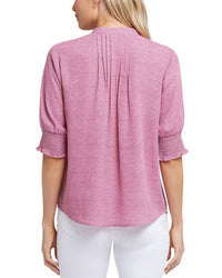 Nydj - Short Sleeve Pleated Peasant Blouse