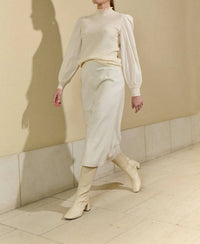 SITA MURT Knit Cotton Sleeves in ecru - women's blouse