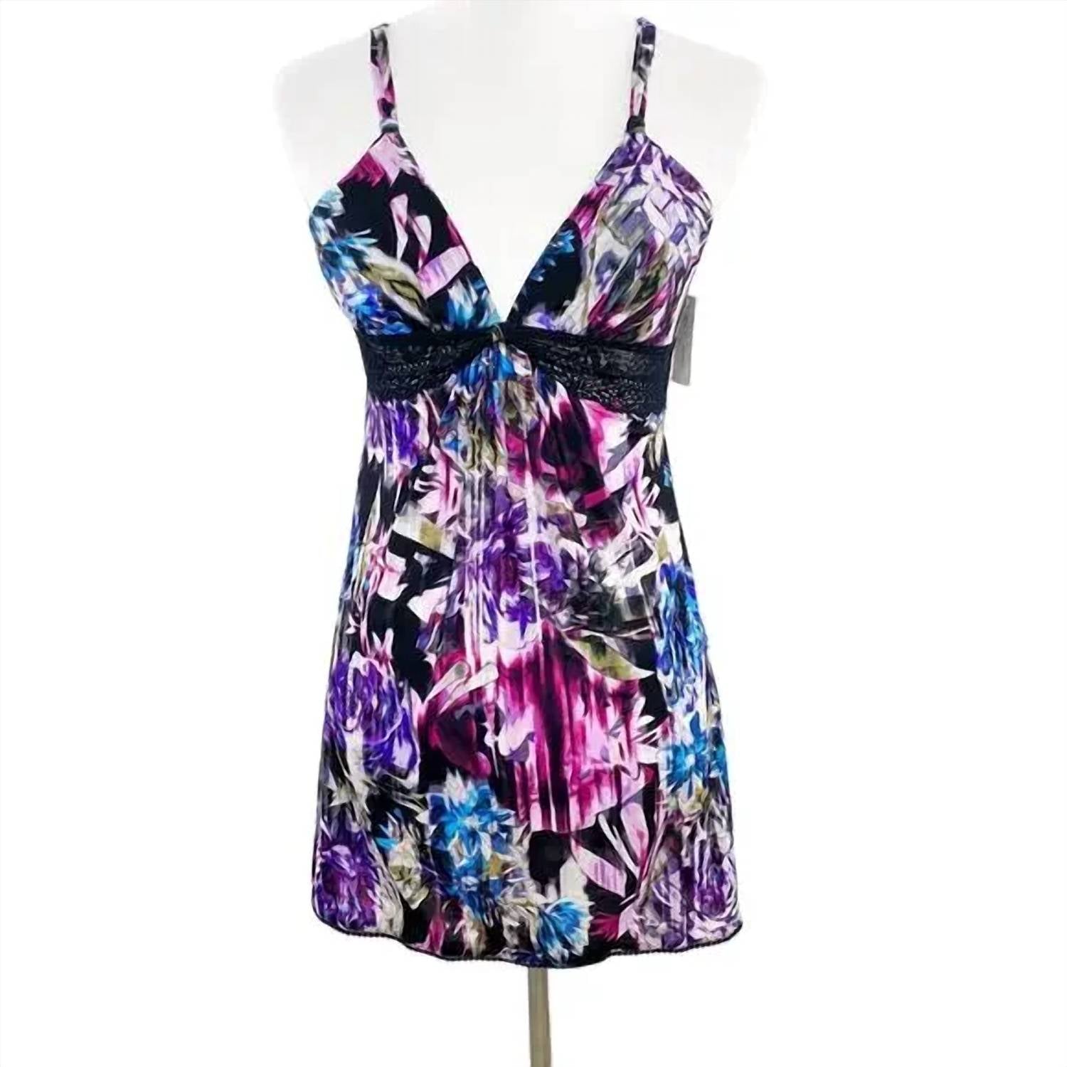 On Gossamer - Women's Mesh Nightie With Lace Inset