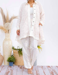 Karen T Design - Button Down Tunic And Straight Leg Pant Set