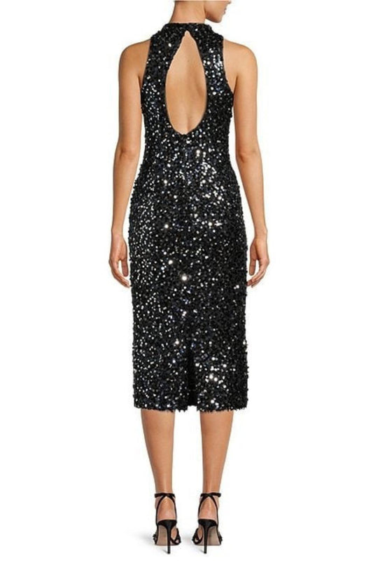 Donna Morgan - Mock Neck Sequin Open Back Party Dress