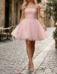 Terani Couture - Elegant Strapless Beaded Evening Tulle Homecoming Dress
