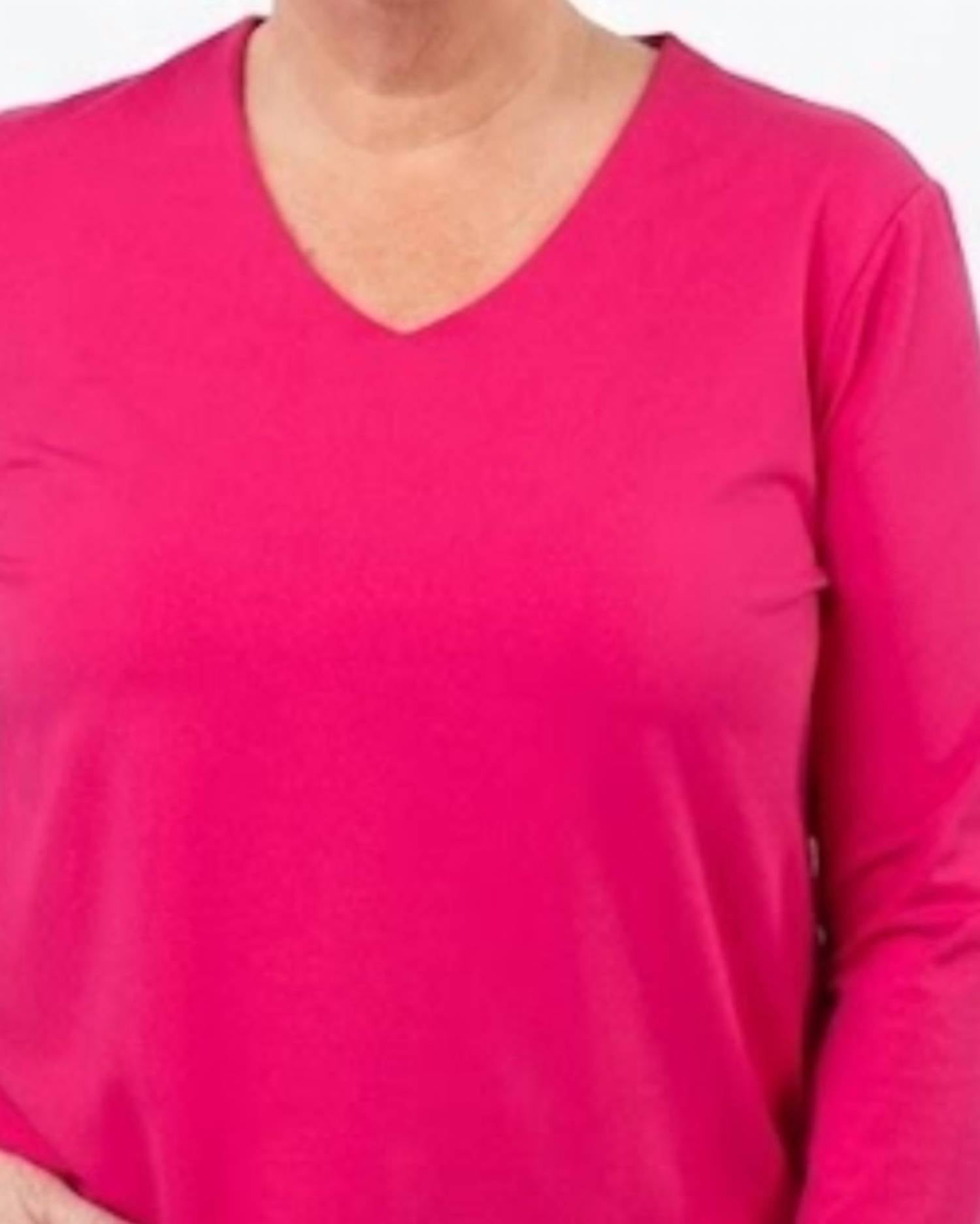 Multiples - 3/4 Sleeve V-neck Top