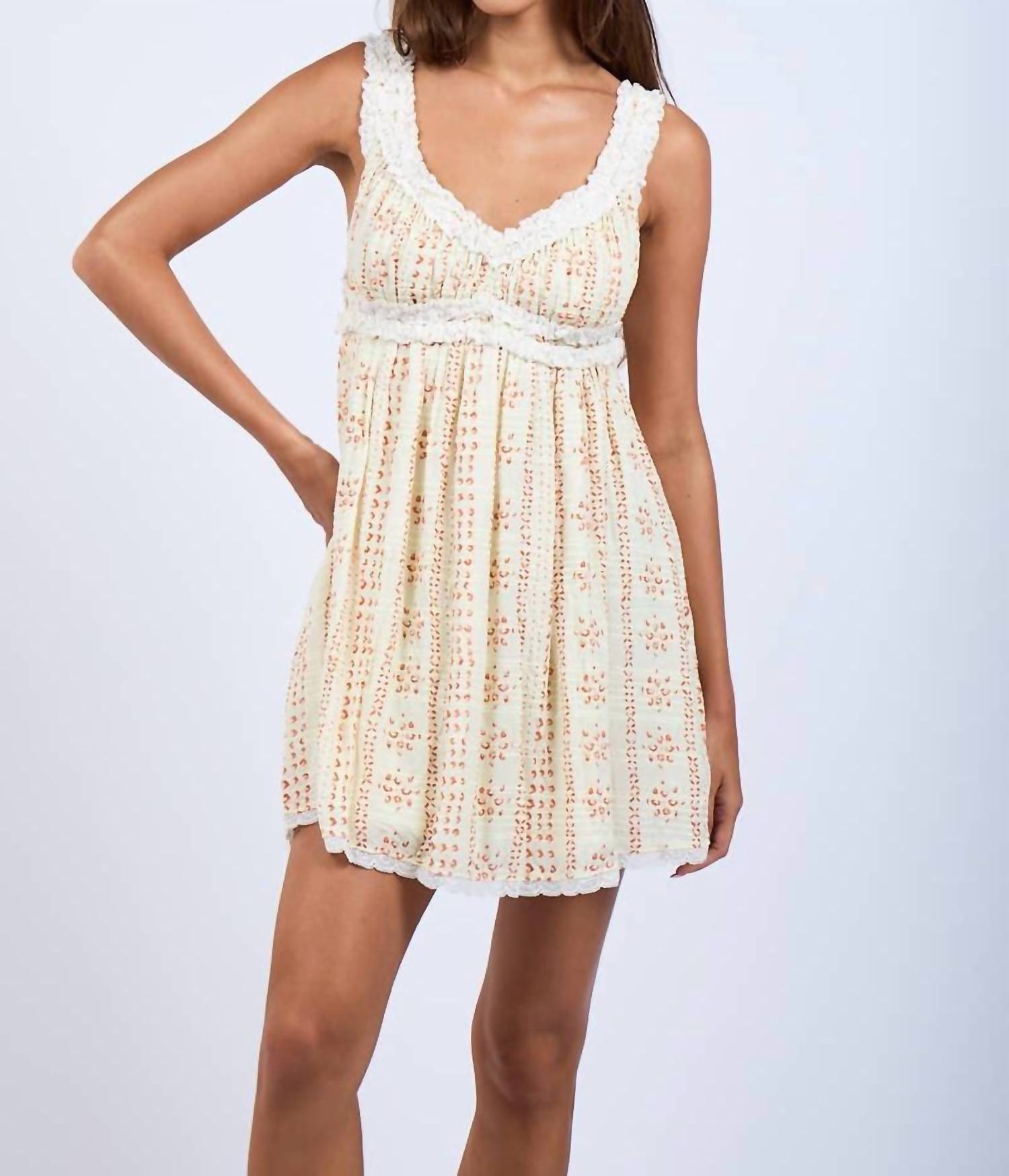 Sky To Moon - Vintage Chenille Jacquard Ruffle Lace Mini Dress