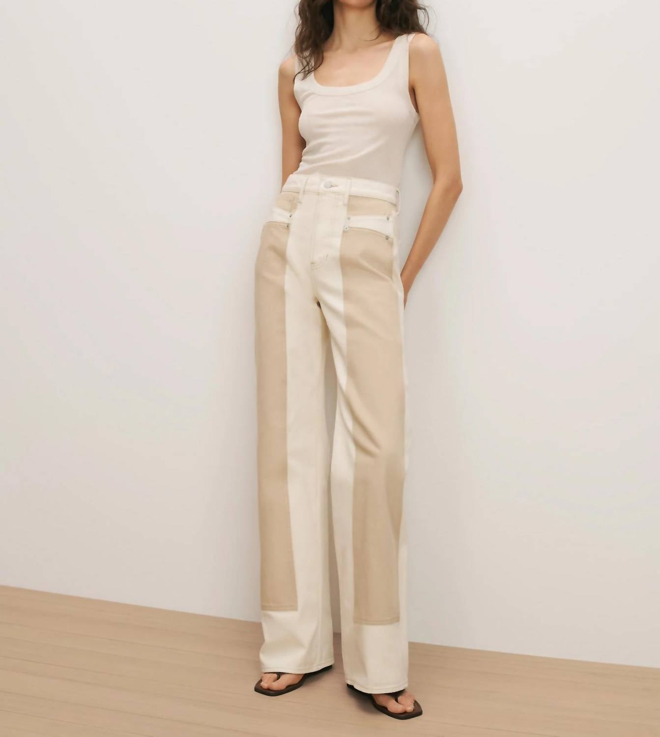 Veronica Beard - Taylor Color Block Wide Leg Jean