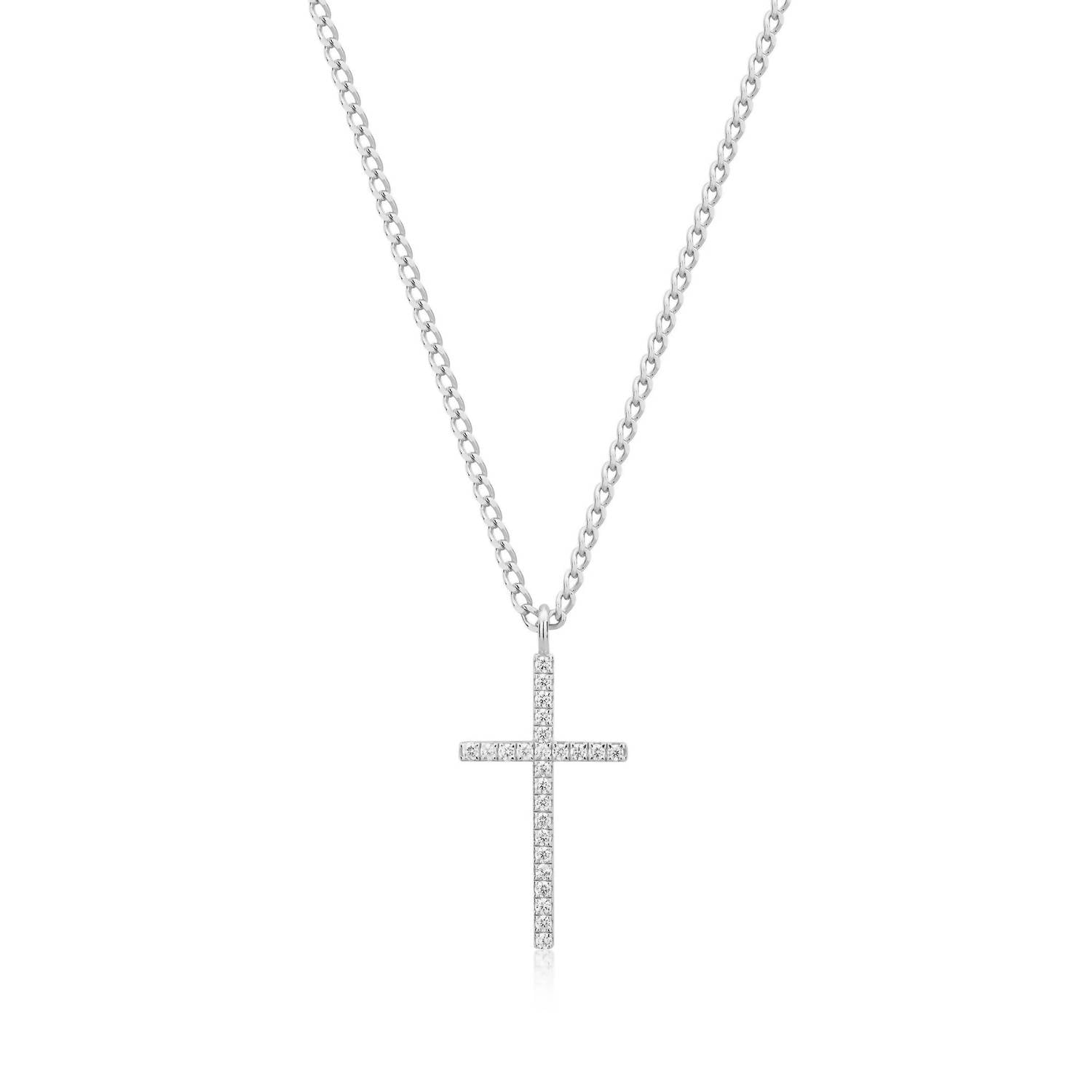 Eklexic - Women's Cz Cross Pendant Necklace
