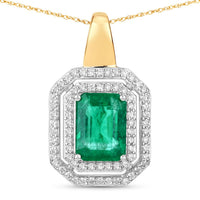 Diana M Jewels Women's Natural Zambian Emerald Pendant Necklace (2.37 Ct) - Classic Plus in 14k white gold - women's jewelry