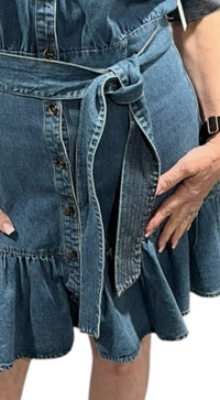 Fate - Short Sleeve Denim Mini Dress
