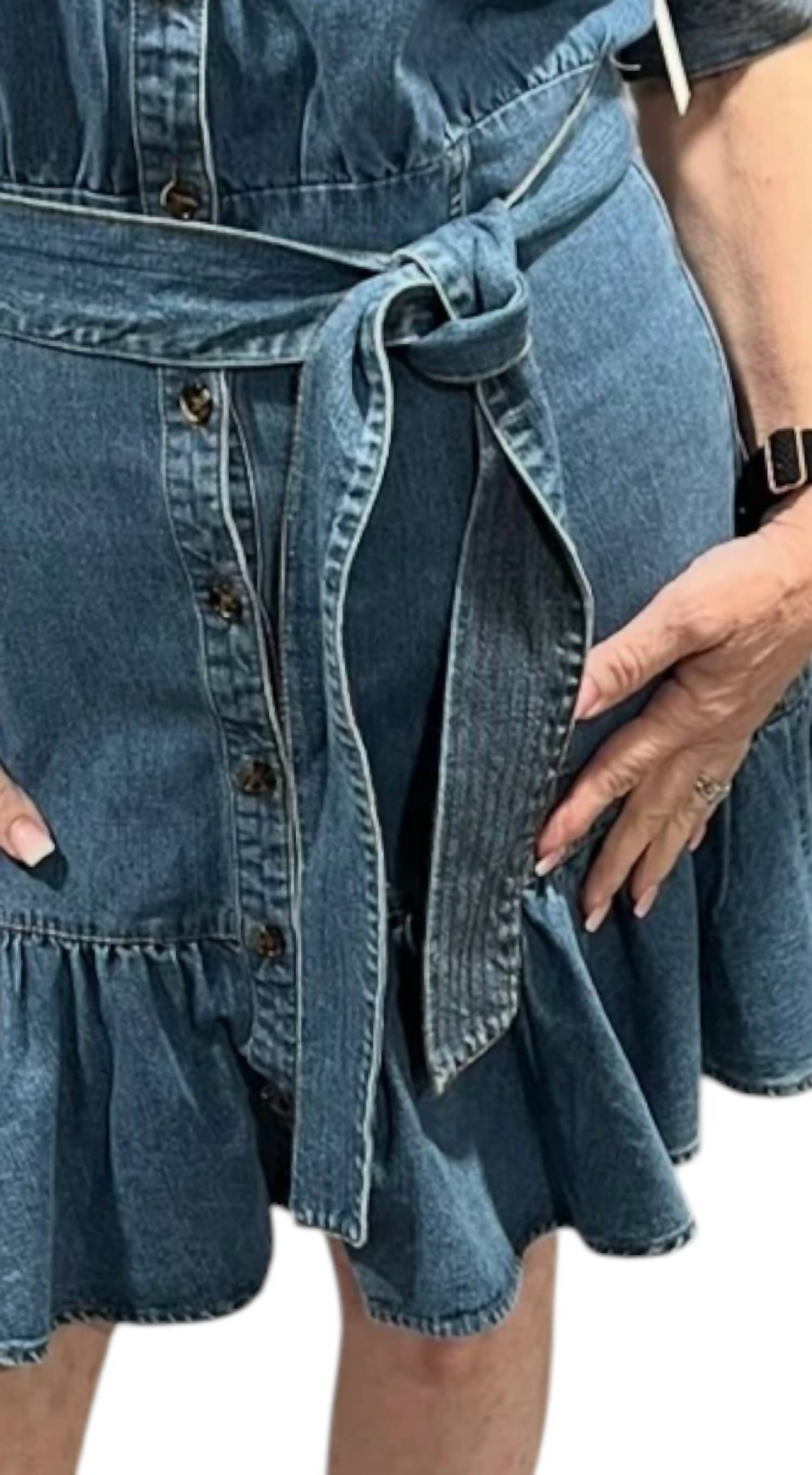 Fate - Short Sleeve Denim Mini Dress