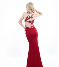 Rachel Allan - Lace Applique On A Fitted Jersey Prom Gown