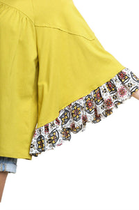 Umgee - Medallion Ruffled Bell Sleeve Top