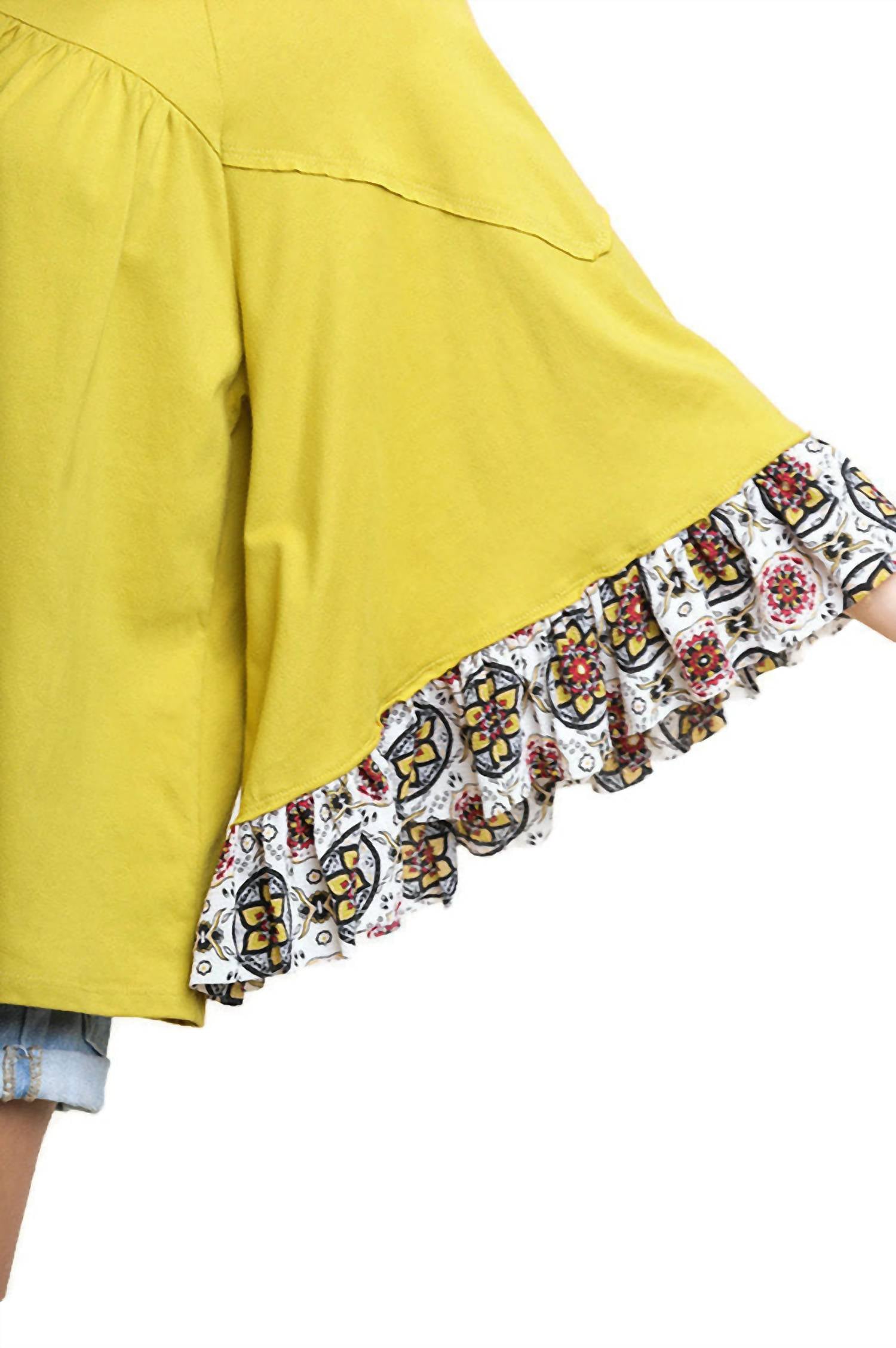 Umgee - Medallion Ruffled Bell Sleeve Top