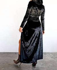 Sugarpuss Clothing - Crushed Velvet Hooded Duster Robe
