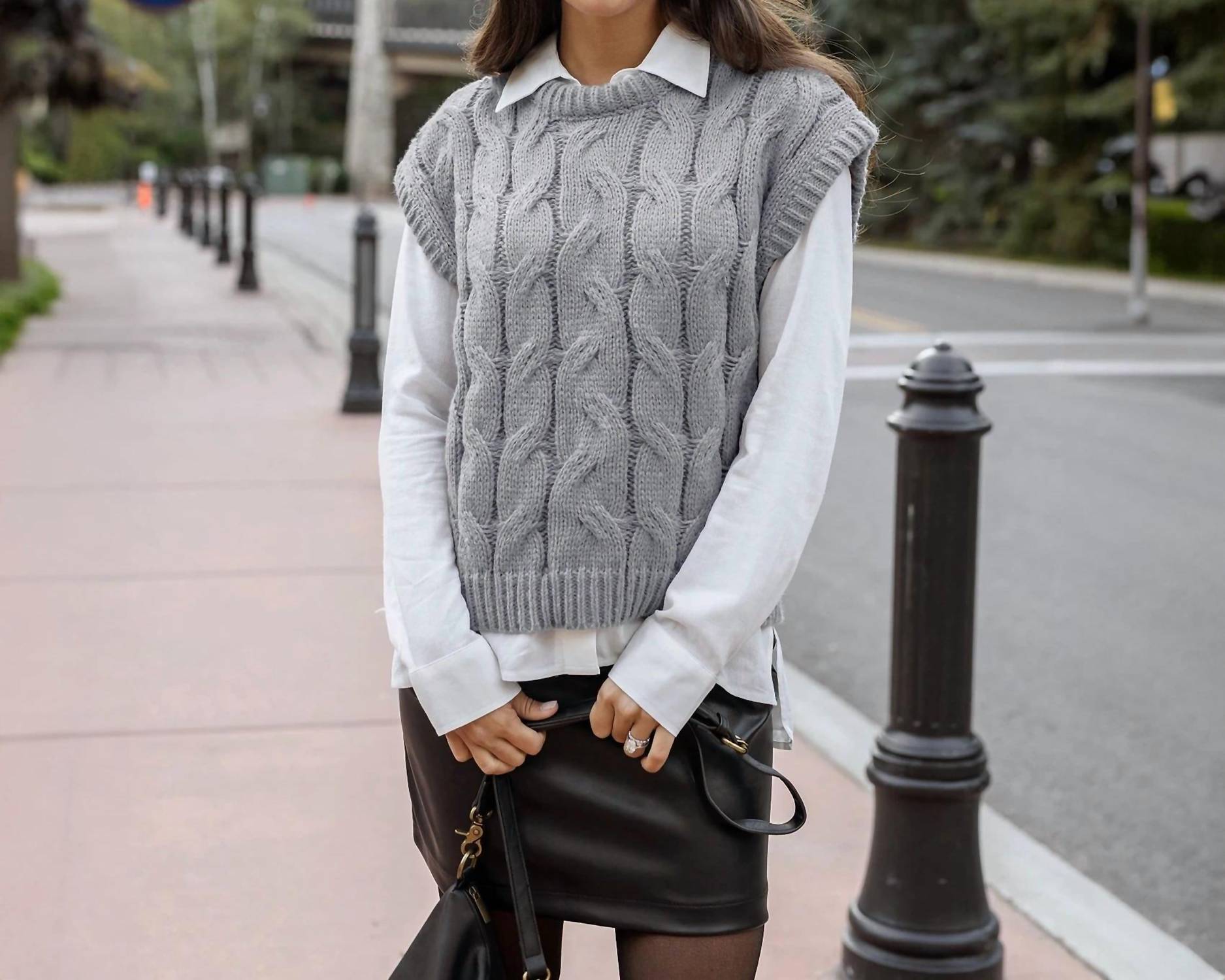 Grace And Lace - Cable Knit Sweater Vest