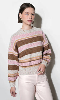 Greylin - Wendy Slouchy Crew Neck Stripe Sweater