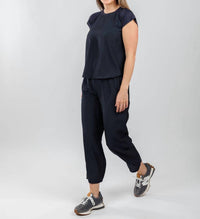 Lola & Sophie D-satin Cropped Jogger in night watch - women's pants - detail view