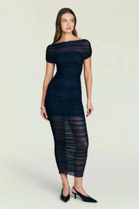 Ser.O.Ya - Noel Off Shoulder Mesh Midi Dress