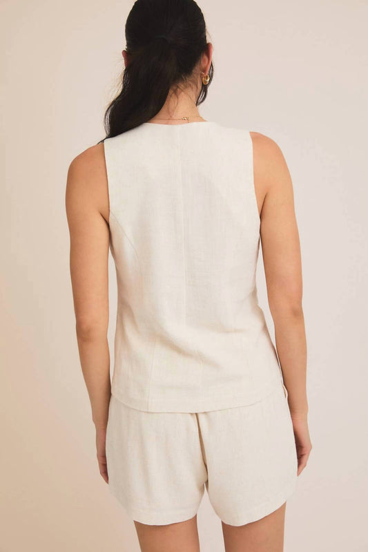 Gilli - Button V-neck Vest And Pleated Shorts Set