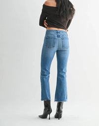 Just Black Denim - Palazzo Frayed Crop Flare Jeans