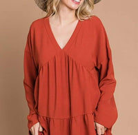 Cotton Bleu - Women's Air Flow V Neck Tiered Dress