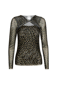 Misa Los Angeles - Olive Print Mesh Top