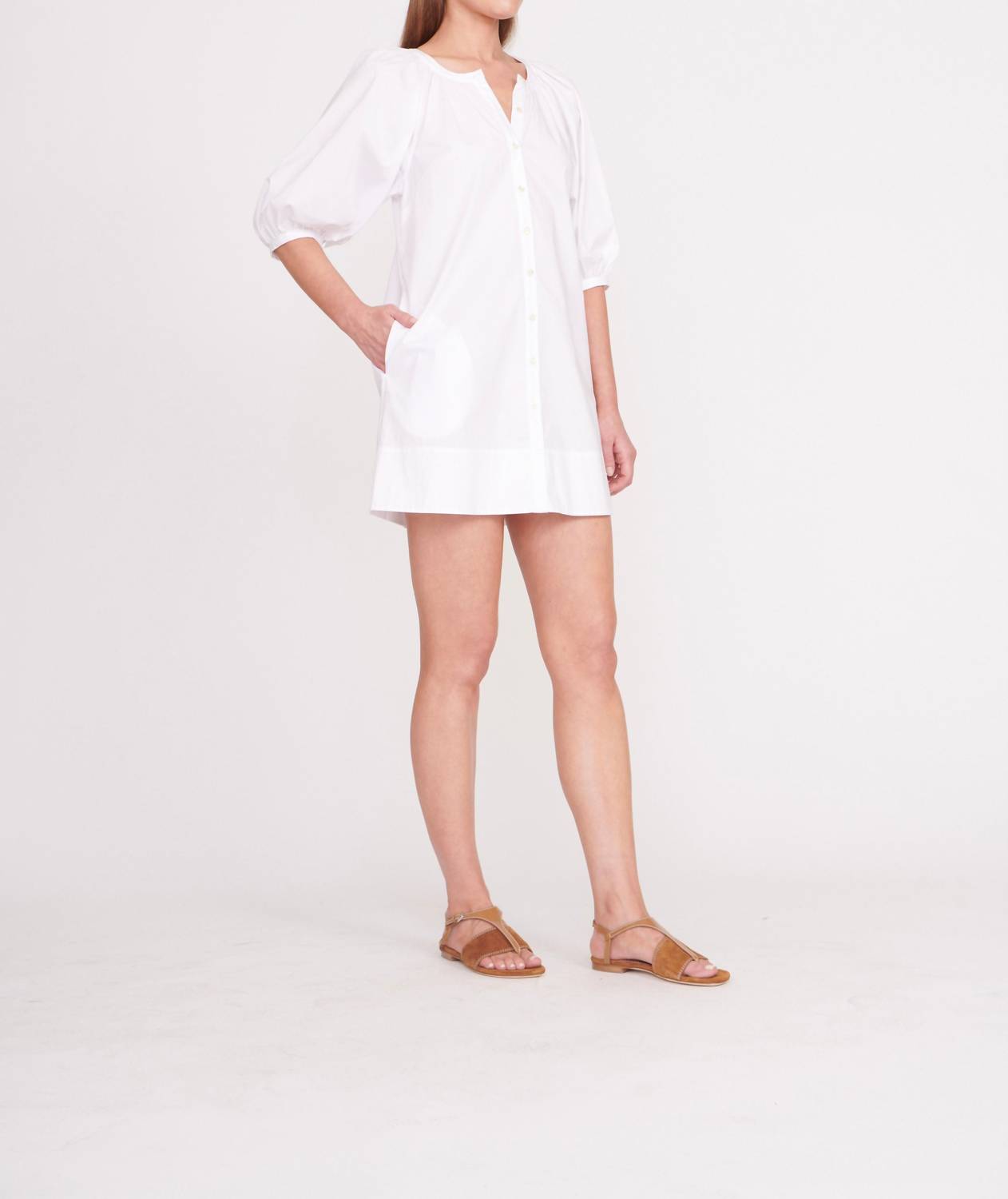 STAUD Mini Vincent Dress in white - women's dress - detail view