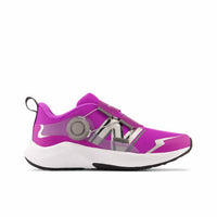 New Balance Kids' Running Shoes Dynasoft Reveal V4 Boa in cosmic rose purple punch silver metallic - kids' sneaker - detail view