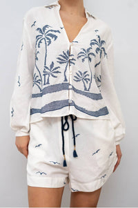 Dress To - Nautical Embroidered Linen Shirt