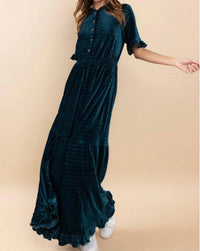 Ces Femme - Odense Velvet Striped Maxi Dress