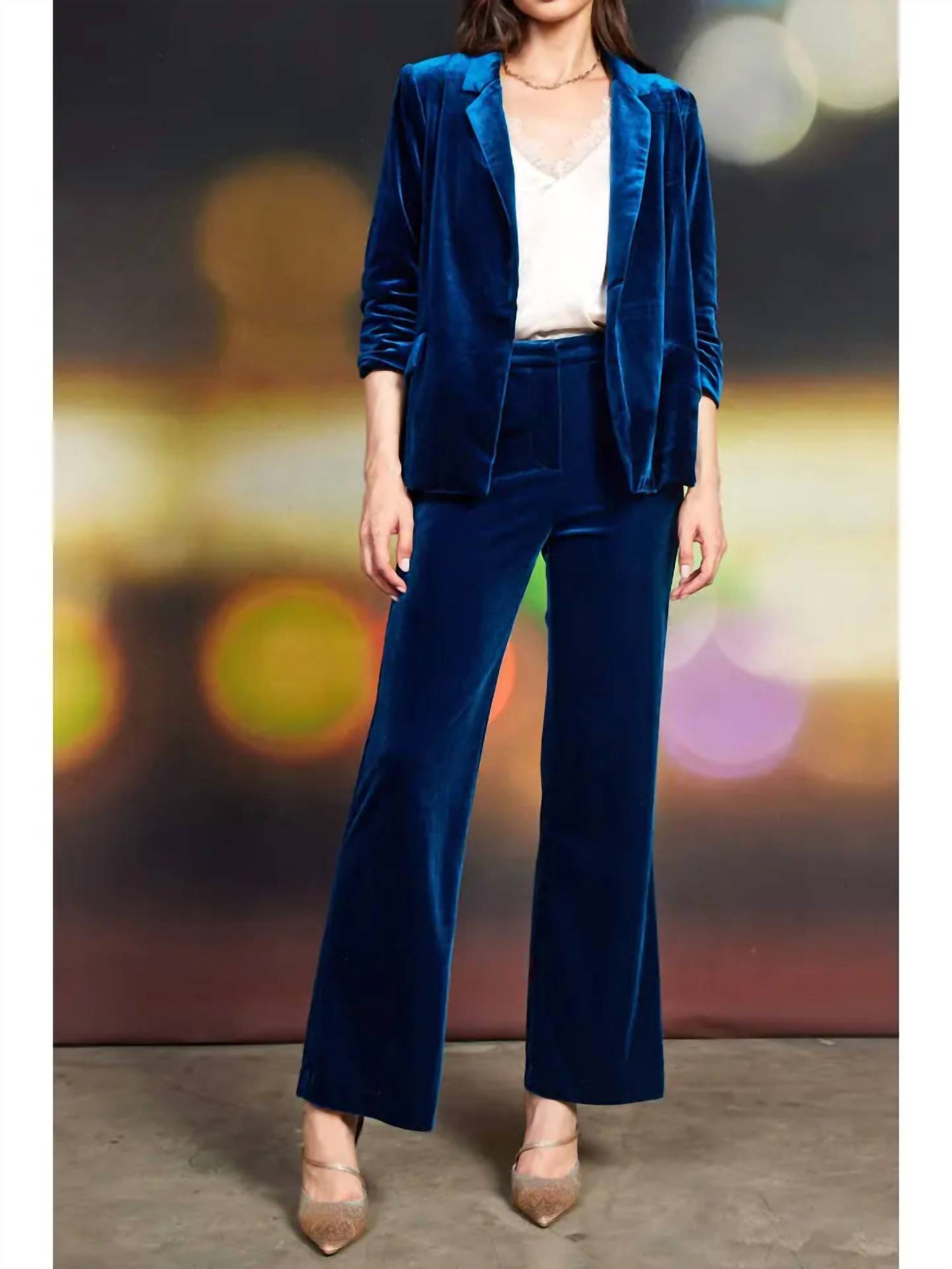 SKIES ARE BLUE Meet Me Under The Mistletoe Pant in teal - women's pants