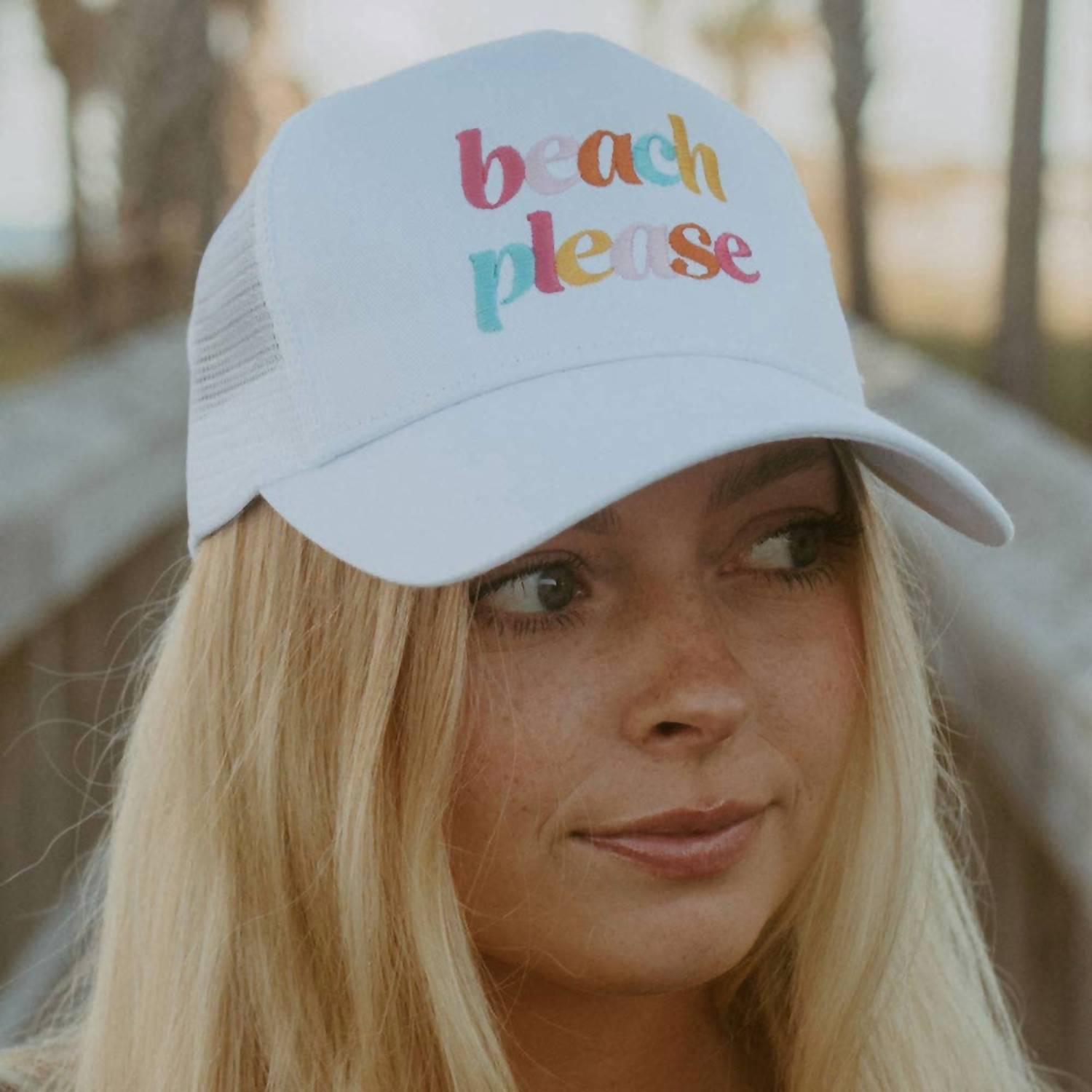 Katydid - Women's Beach Please Embroidered Foam Trucker Hat