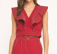 Strut & Bolt - Two Piece Flutter Sleeve Top And Wide Leg Trouser Set