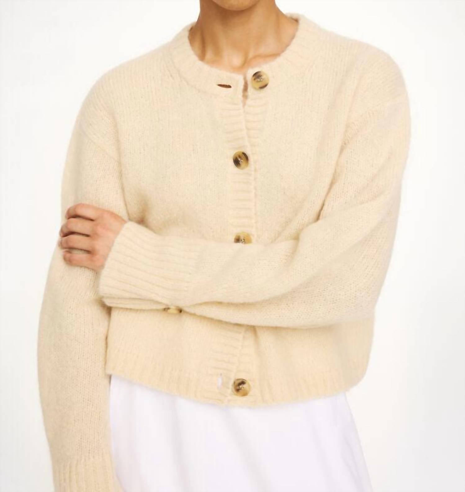 BY MALENE BIRGER Cierrou Soft Cardigan in vanilla cream - women's cardigan - alternate view