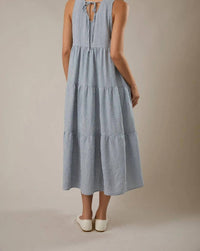 Sunday Edition - V-neck Sleeveless Tiered Stripe Midi Dress