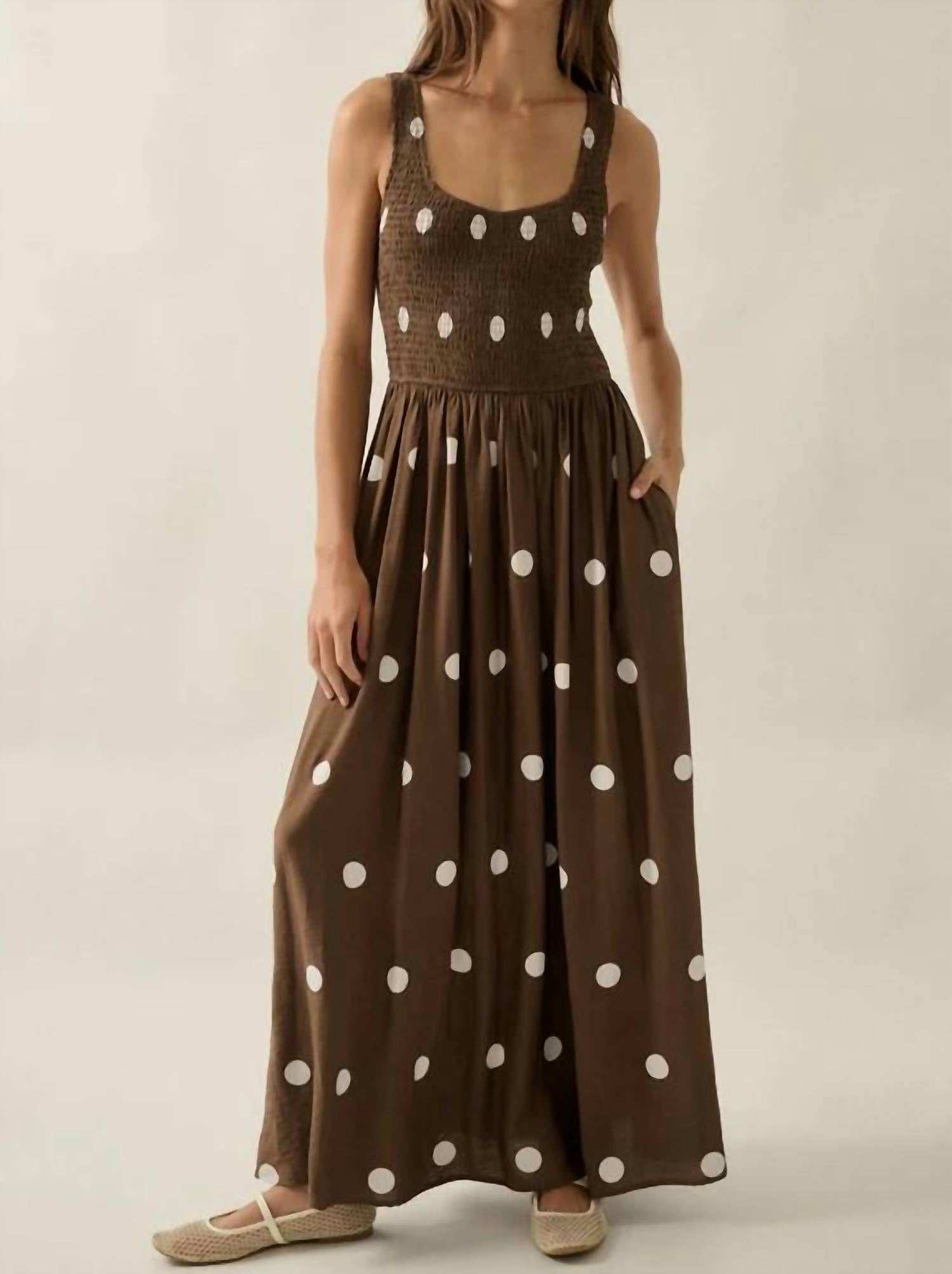 Promesa - Raquel Polka Dot Smocked Maxi Dress