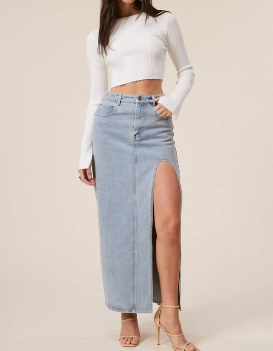 Mimosa - Clara Denim High Slit Maxi Skirt