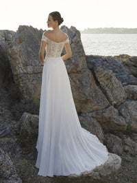 Demetrios - Chiffon Skirt Side Slit Dress