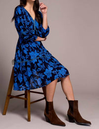 Tribal - Printed Jacquard Embroidered V-neck Midi Dress