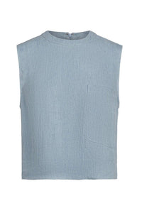 TWP Cropped Muscle Tank Top in light indigo - women's tank top - alternate view