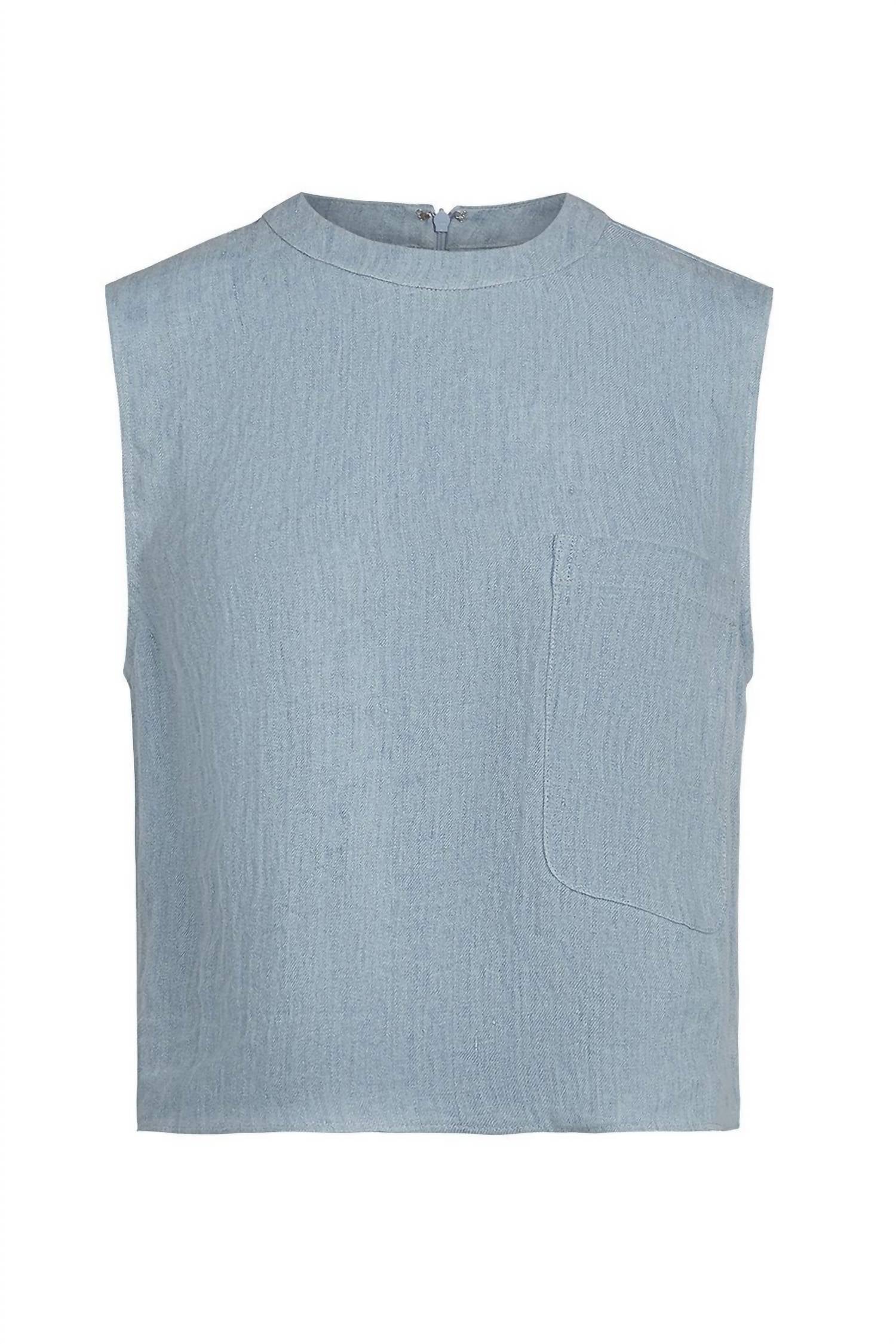 TWP Cropped Muscle Tank Top in light indigo - women's tank top - alternate view