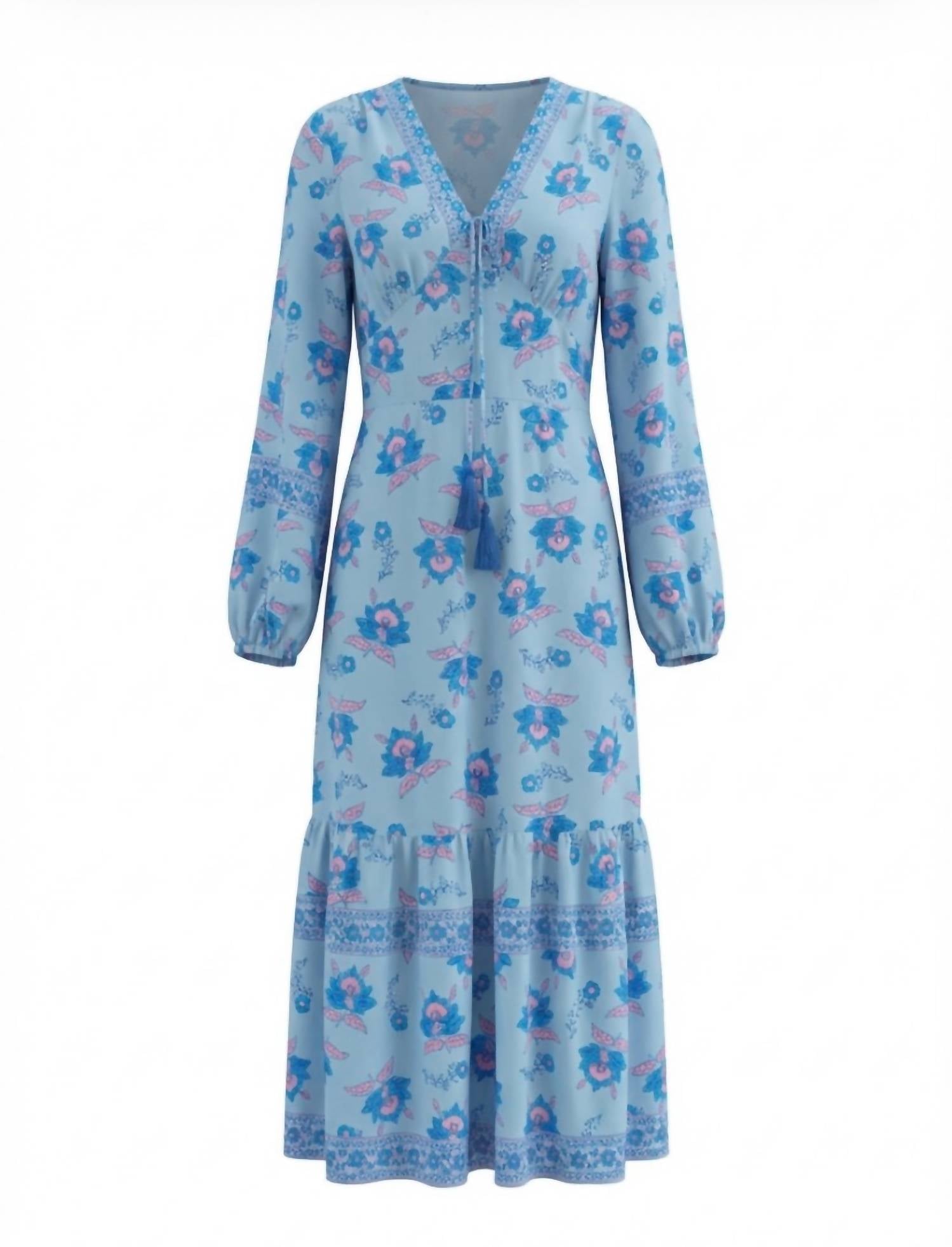 Sunny Spirit - Women's Long Sleeve Floral Maxi Dress