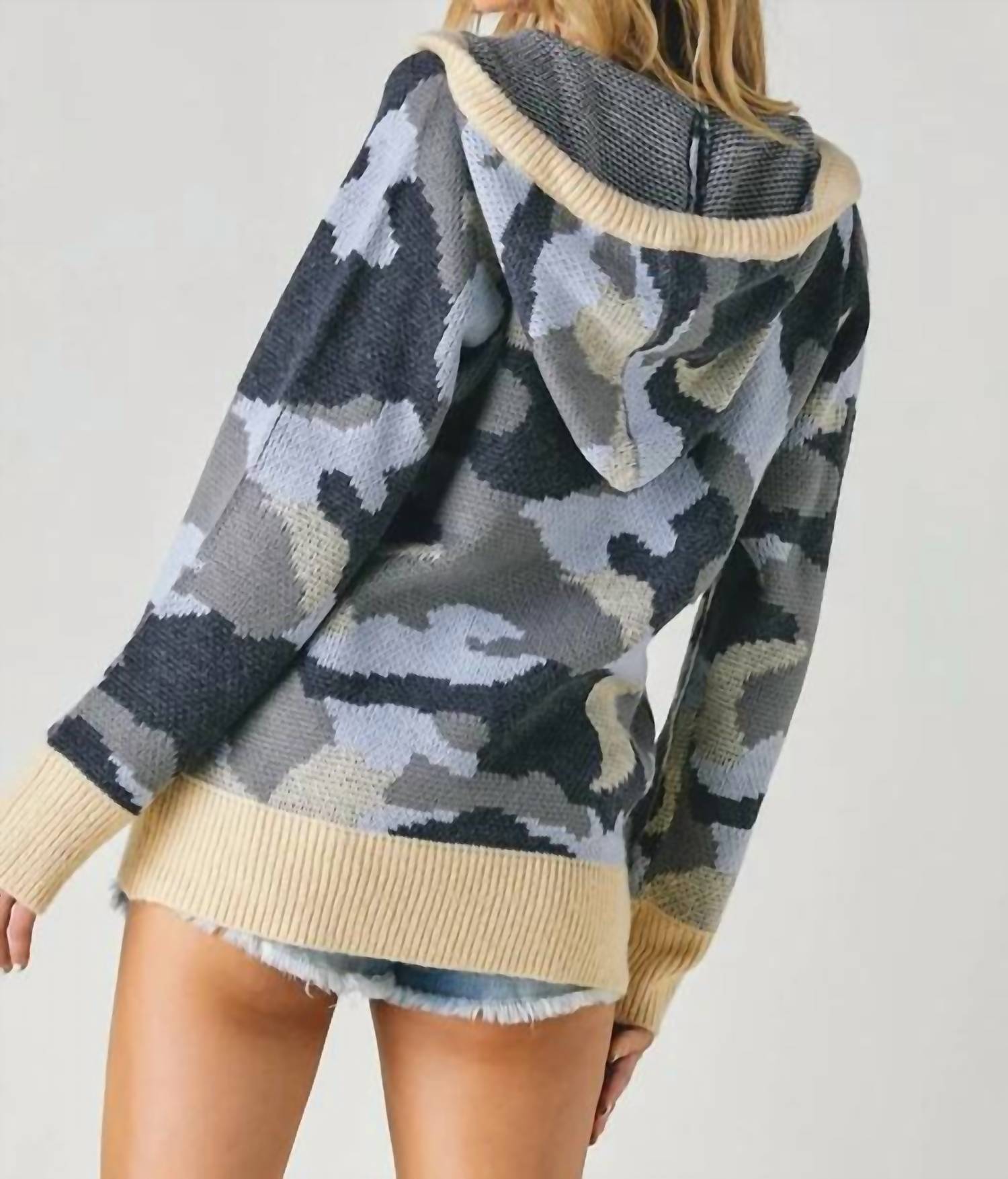 Davi & Dani - Military Zip Up Hoodie - Plus